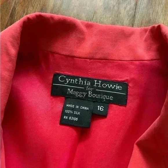 Cynthia Howie 100%  Silk Coral Button Front Dress Tall Women’s Size 16 - Picture 3 of 6